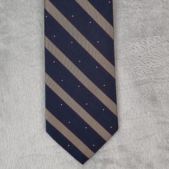 Vintage London Fog Mens Neck Tie 54"L Blue Striped Necktie Made in USA - Picture 3 of 9